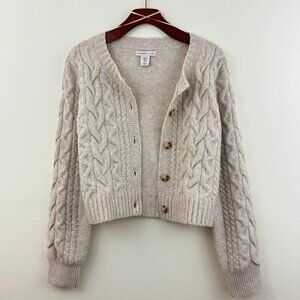 Cable Knit Cropped Cardigan | Neutral Beige | Size M